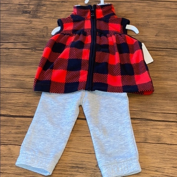 Carter's Other - NWT Vest & Pants Set 6M girls black, red, grey